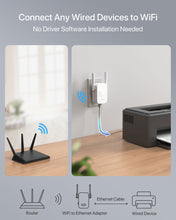 Charger l'image dans la galerie, ioGiant WiFi to Ethernet Adapter Connects to a WiFi Router and Delivers Wired Connection for an Ethernet-only Device Works as a WiFi Bridge Easy to Use No Driver Software Is Needed