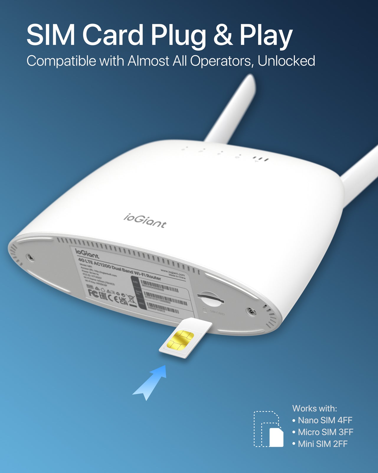 Routeur 4G+, 4 ports gigabit, Wifi, Emplacement carte SIM tout opérateur