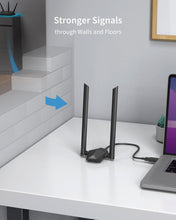 Charger l&#39;image dans la galerie, ioGiant AX1800 High Gain USB WiFi 6 Adapter Delivers Stronger Signals Through Walls and Floors
